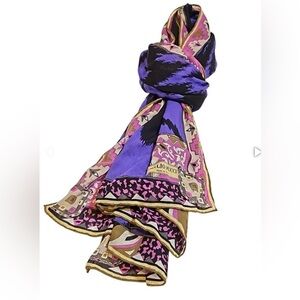 Emilio Pucci Purple and Gold Silk Scarf